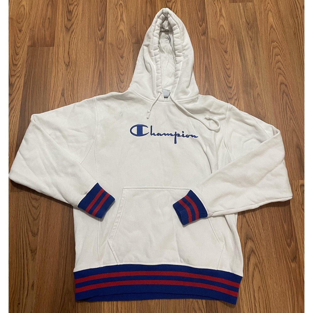 Champion Hoodie Mens Medium Reverse Weave White